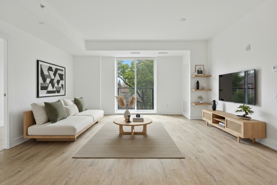Room staged in japandi style by WabiRoom
