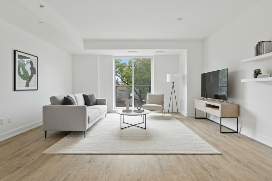 Room staged in minimalist style by WabiRoom