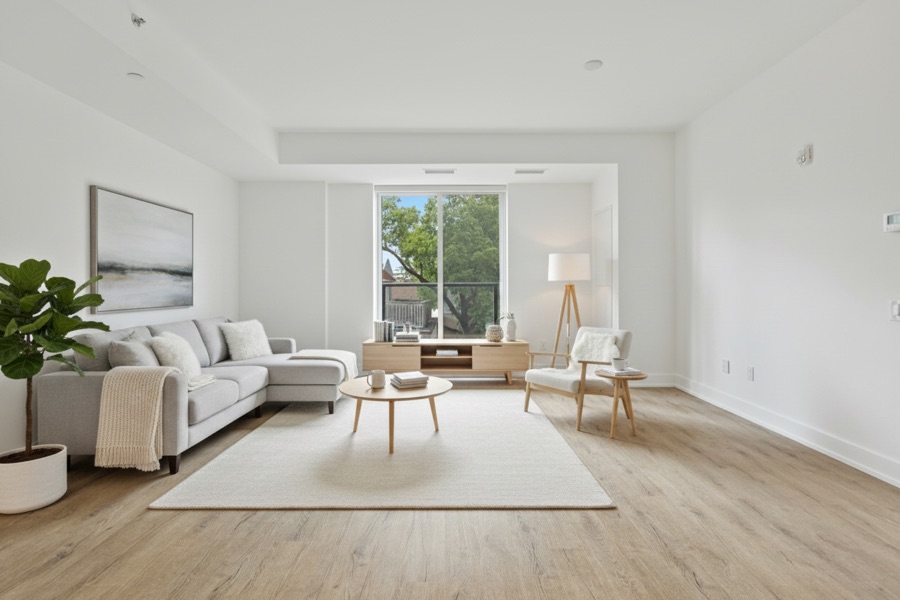Room staged in scandinavian style by WabiRoom